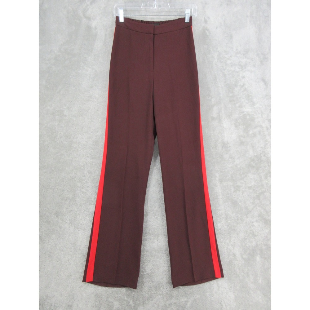 Express Pants Womens Size XS Side Stripe Super High Rise Wide Leg Trouser Red